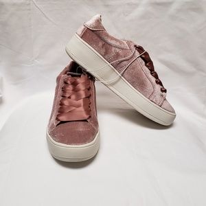 Womens pink velvet shoes flat bottom tara style